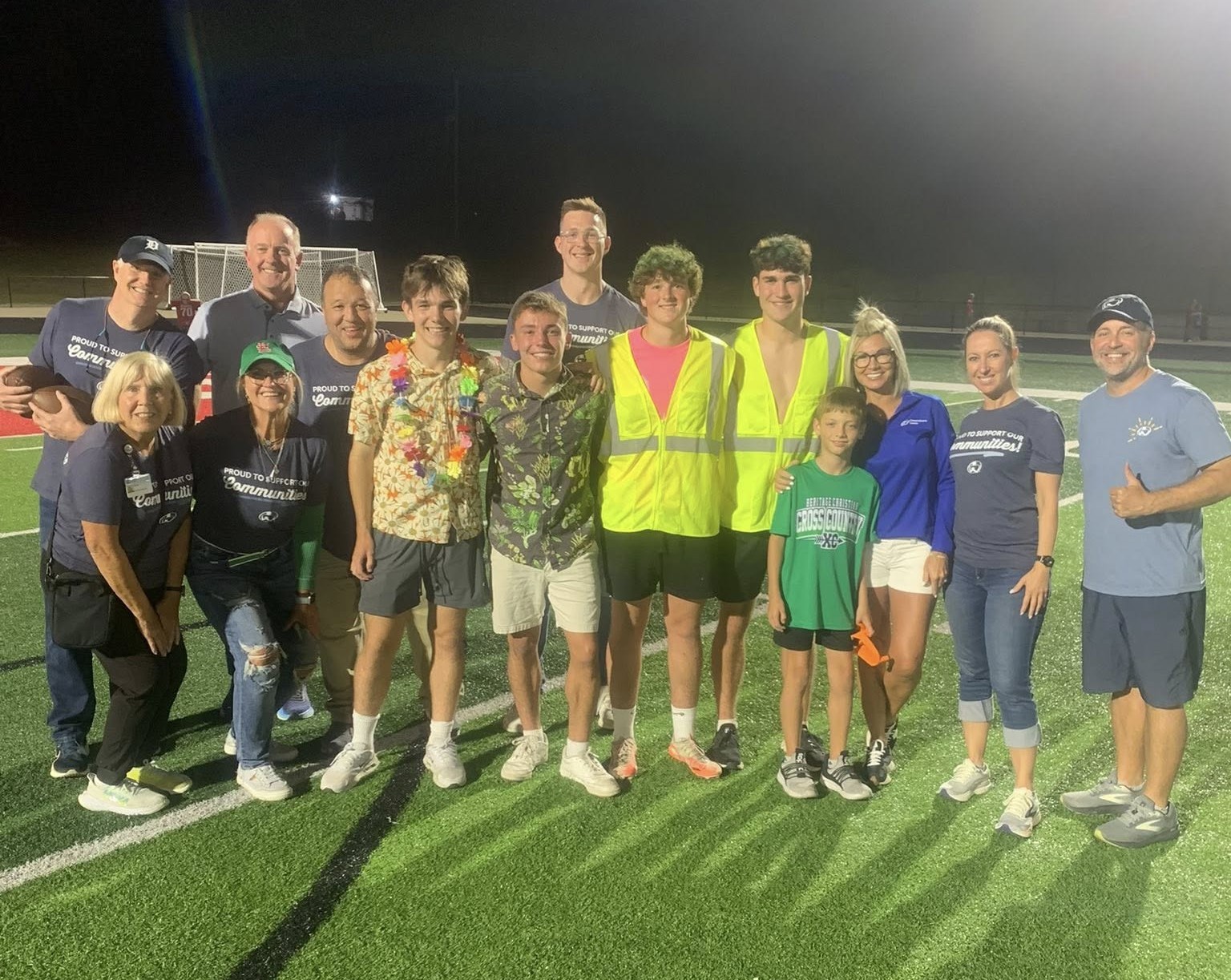 group photo on a football field