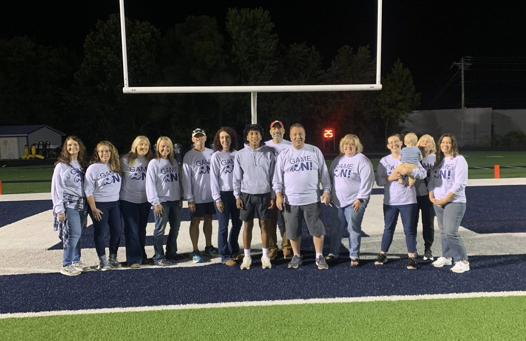group photo on a football field