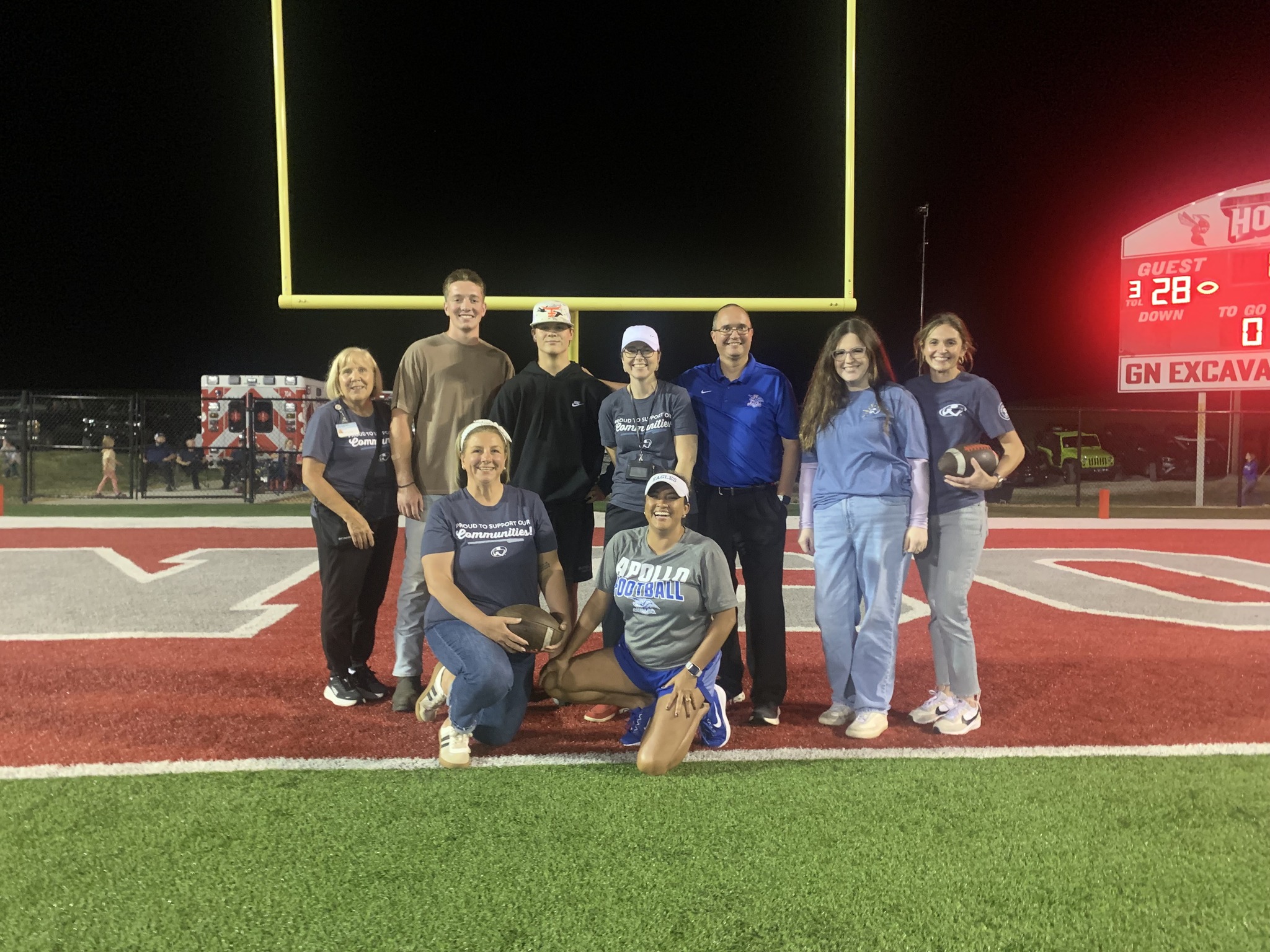 group photo on a football field