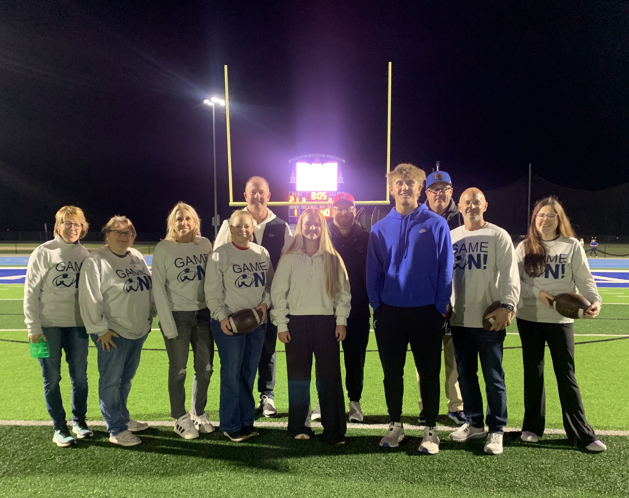 group photo on a football field