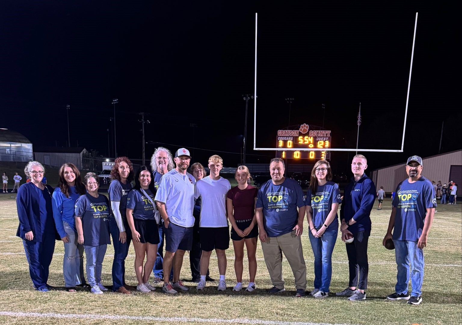 group photo on a football field