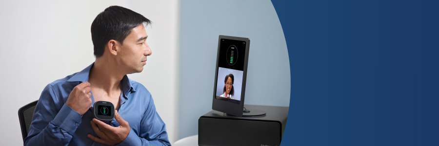 person using a equipment for a virtual urgent care visit