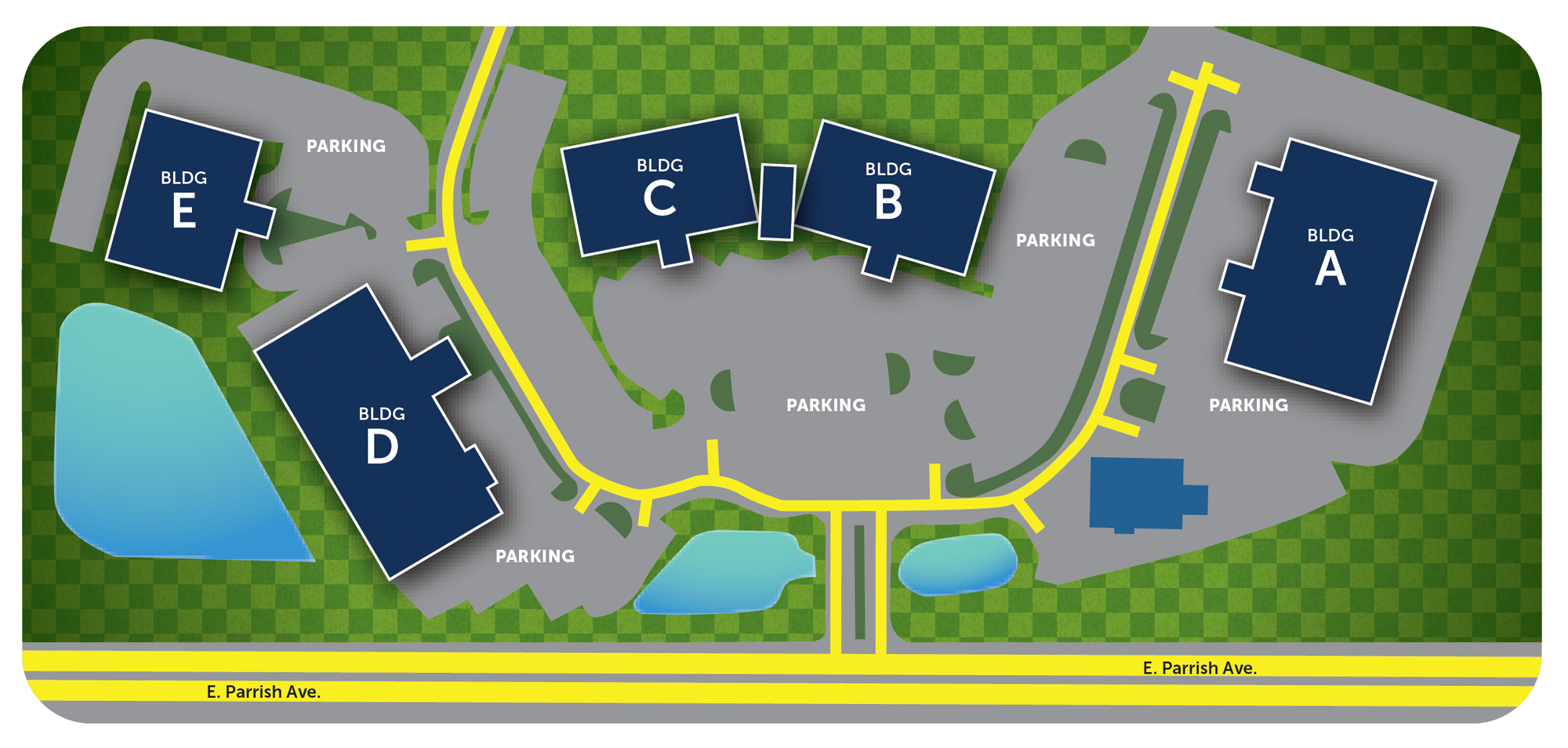 Owensboro Health Healthplex campus map with labeled buildings and parking