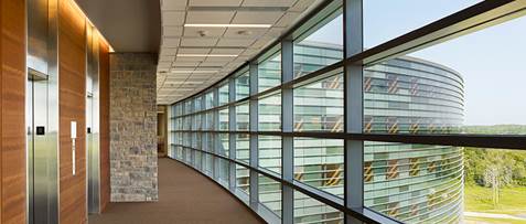 windows in hospital near elevators