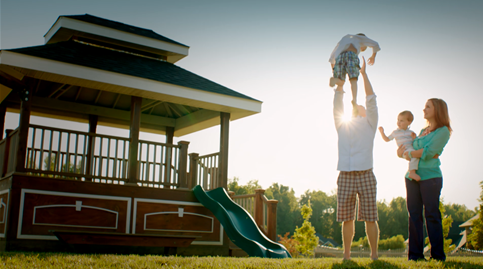 Family playing outdoors