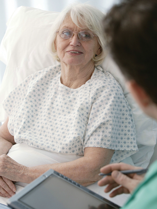 woman in hospital bed