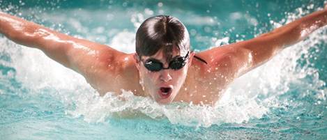 Man swimming laps