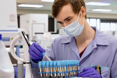 student working in a laboratory setting