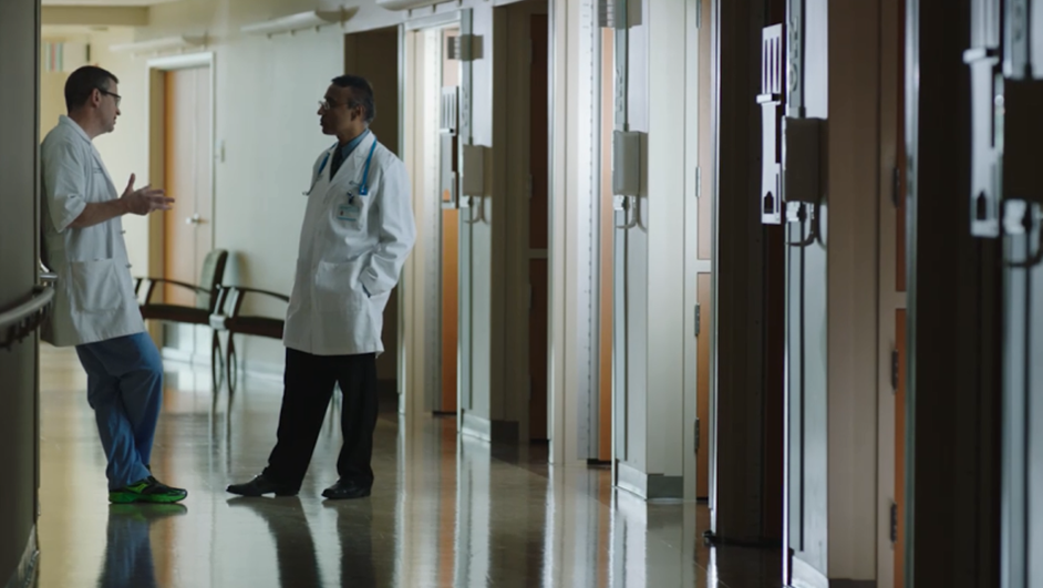 doctors talking in the hallway