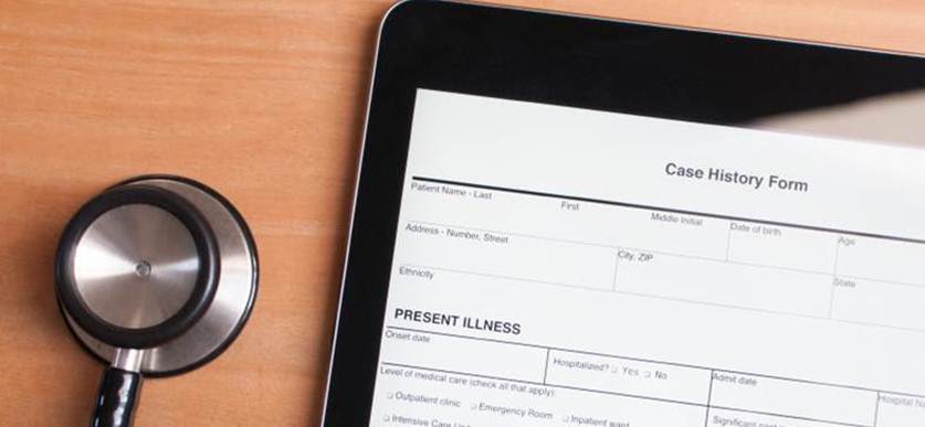 Medical records eletronic form and stethoscope