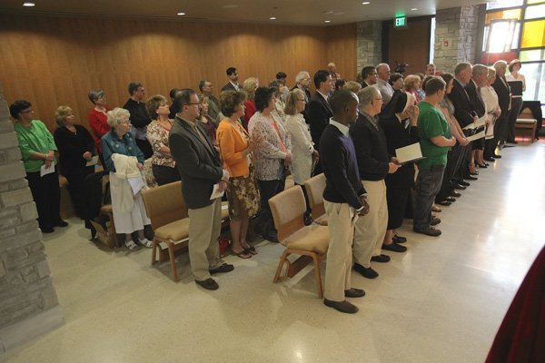group of people in the chapel