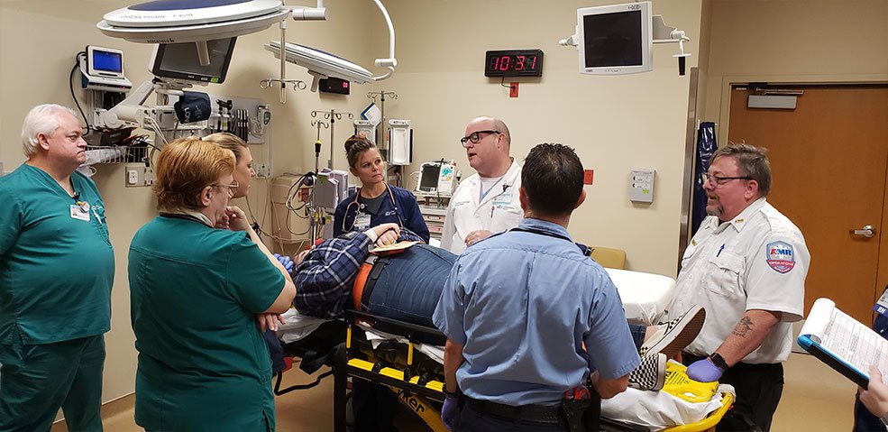 simulated patient in wheelchair