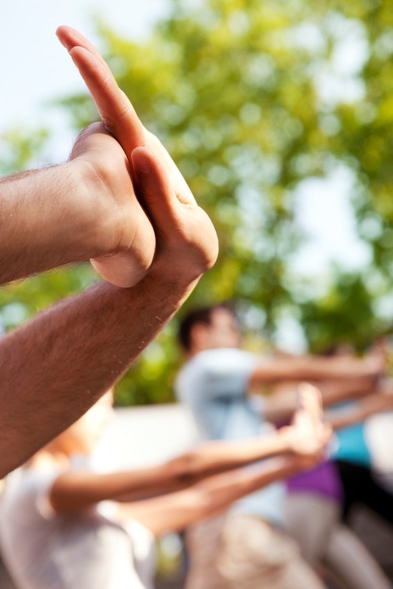 stretching hands