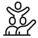 icon showing a group of people waving