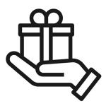 icon showing a hand holding a gift